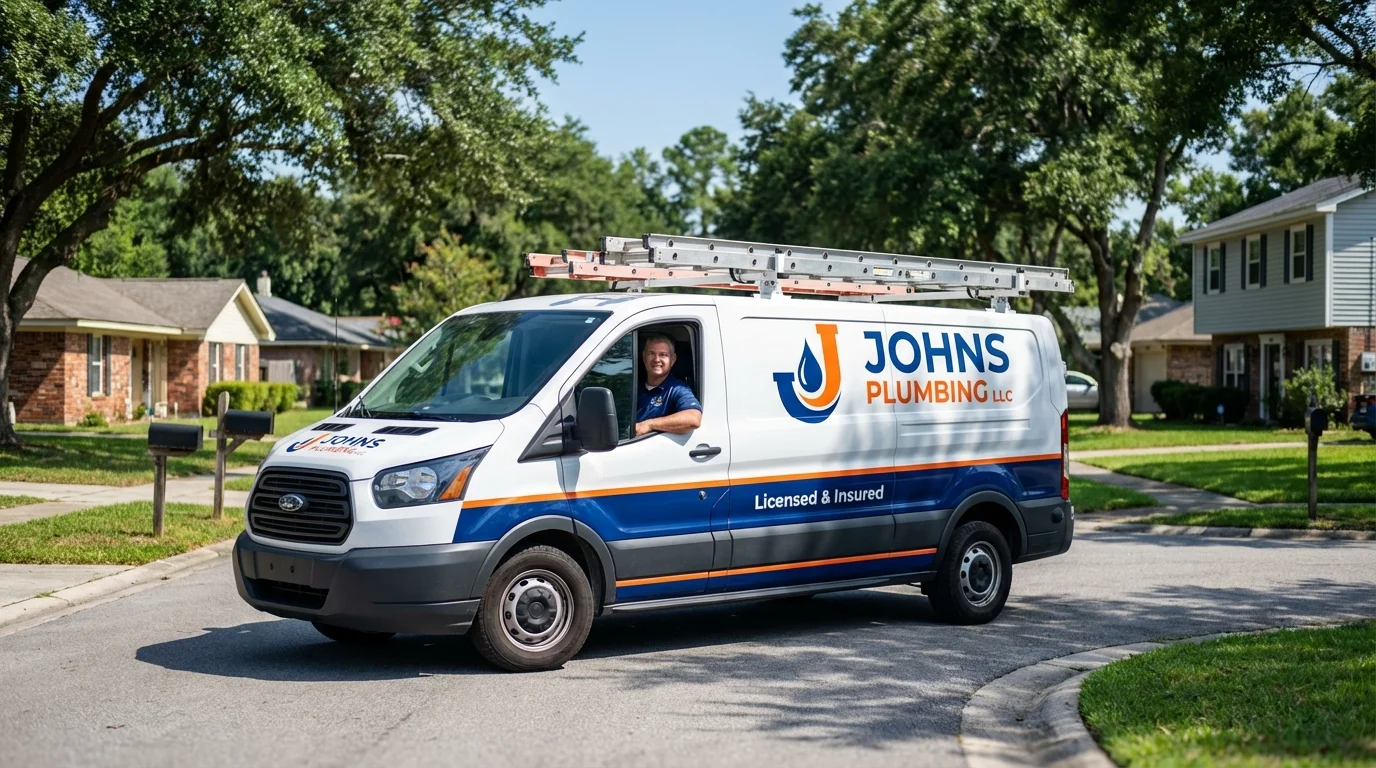 Johns Plumbing LLC service van in Crandall, TX