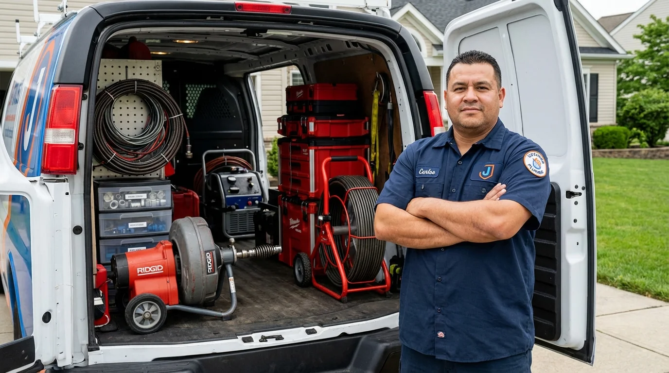 Professional drain cleaning equipment and Johns Plumbing LLC plumber in Crandall