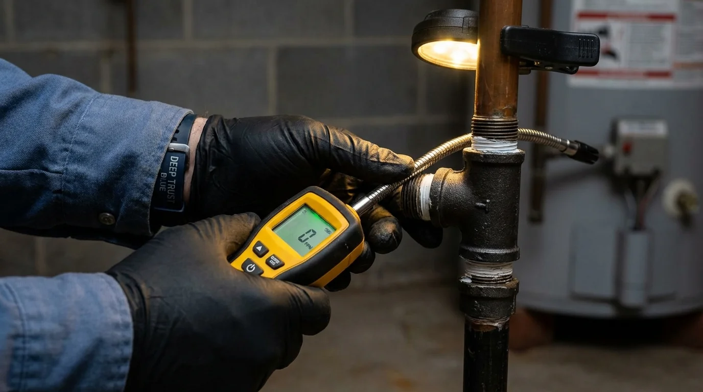 Gas leak detection with electronic sniffer by Johns Plumbing LLC in Crandall
