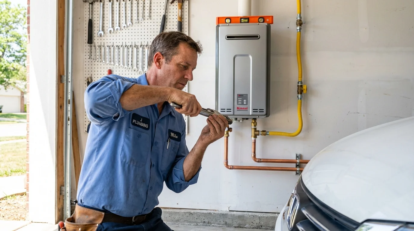 Tankless water heater installation by a Johns Plumbing LLC plumber in Crandall